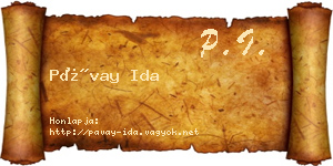 Pávay Ida névjegykártya